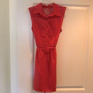 Coral collared dress